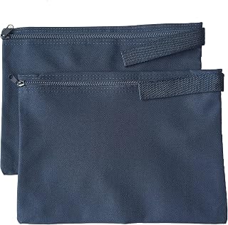 ImpecGear Document Bags, Safe Accessories Bag, Poly Cloth Value Pack of 2 (Navy, 12.5" x 9.5")