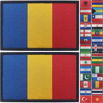 JBCD 2 Pack Romania Flag Patch Romanian Flags Tactical Patch Pride Flag Patch for Clothes Hat Patch Team Military Patch