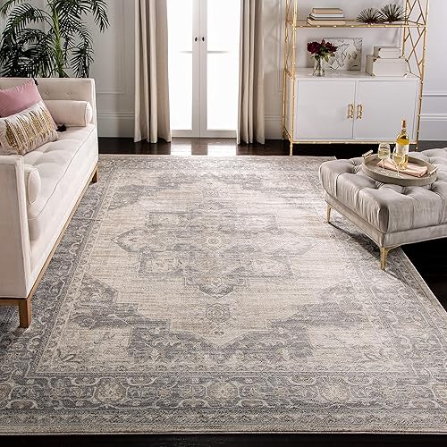 Miniatura 3 de SAFAVIEH Brentwood Collection BNT865N - Alfombra de medallón envejecida para sala de estar, dormitorio, comedor o oficina, 9 pies x 9 pies,