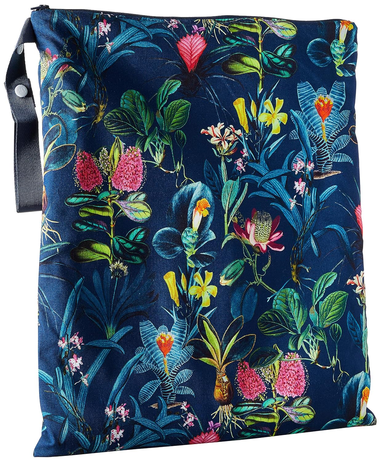 Itzy Ritzy Sealed Wet Bag with Adjustable Handle – Washable and Reusable Wet Bag with Water Resistant Lining Ideal for Swimwear, Diapers, Gym Clothes & Toiletries; Measures 14” x 17”, Jungle Floral