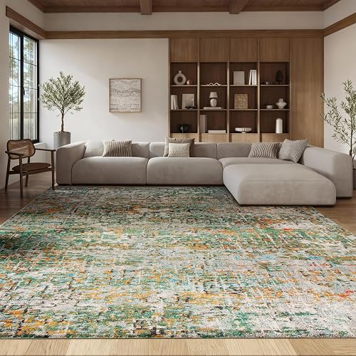 SAFAVIEH Area Rug 8x10 - Madison Collection - Large - Green & Turquoise, Modern Abstract Design, Non-Shedding & Easy Cleaning, Ideal for Living Room, Bedroom, Office, Dining Space (MAD460Y)