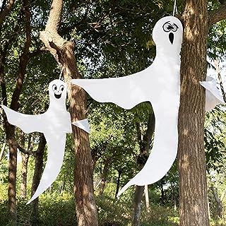 JOYIN 2 Pack 46" Halloween Tree Wrap Ghost Decoration, Halloween Cute Ghost Design Decorations for Halloween Outdoor, Law...