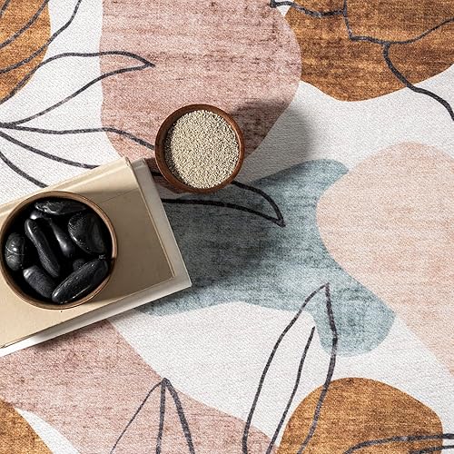 Miniatura 7 de nuLOOM Deisy - Alfombra abstracta con diseño floral lavable a máquina, para interiores y exteriores, 4 x 6, multicolor
