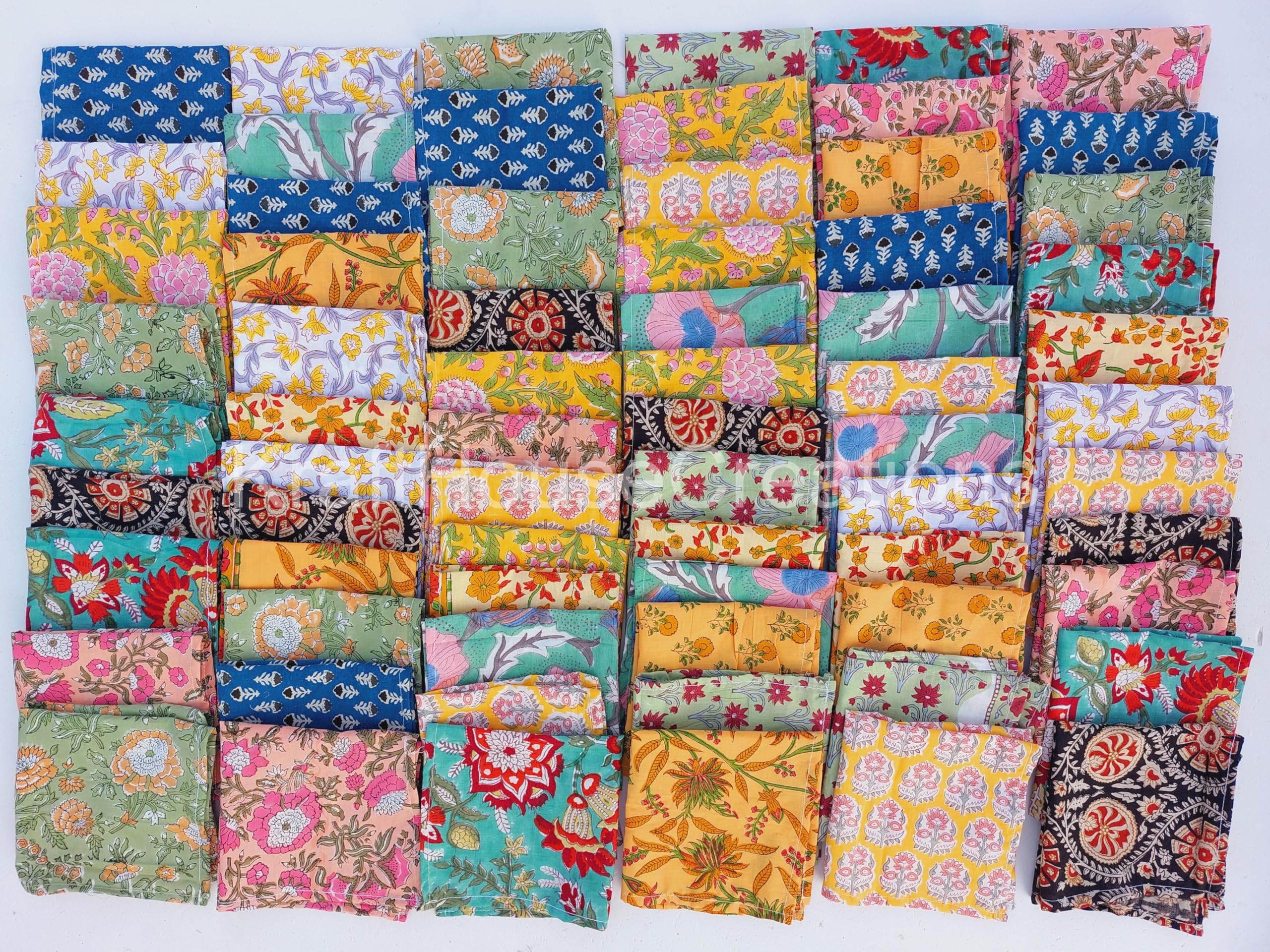 Serviette de cuisine 100% coton imprimé main de 61x61 cm