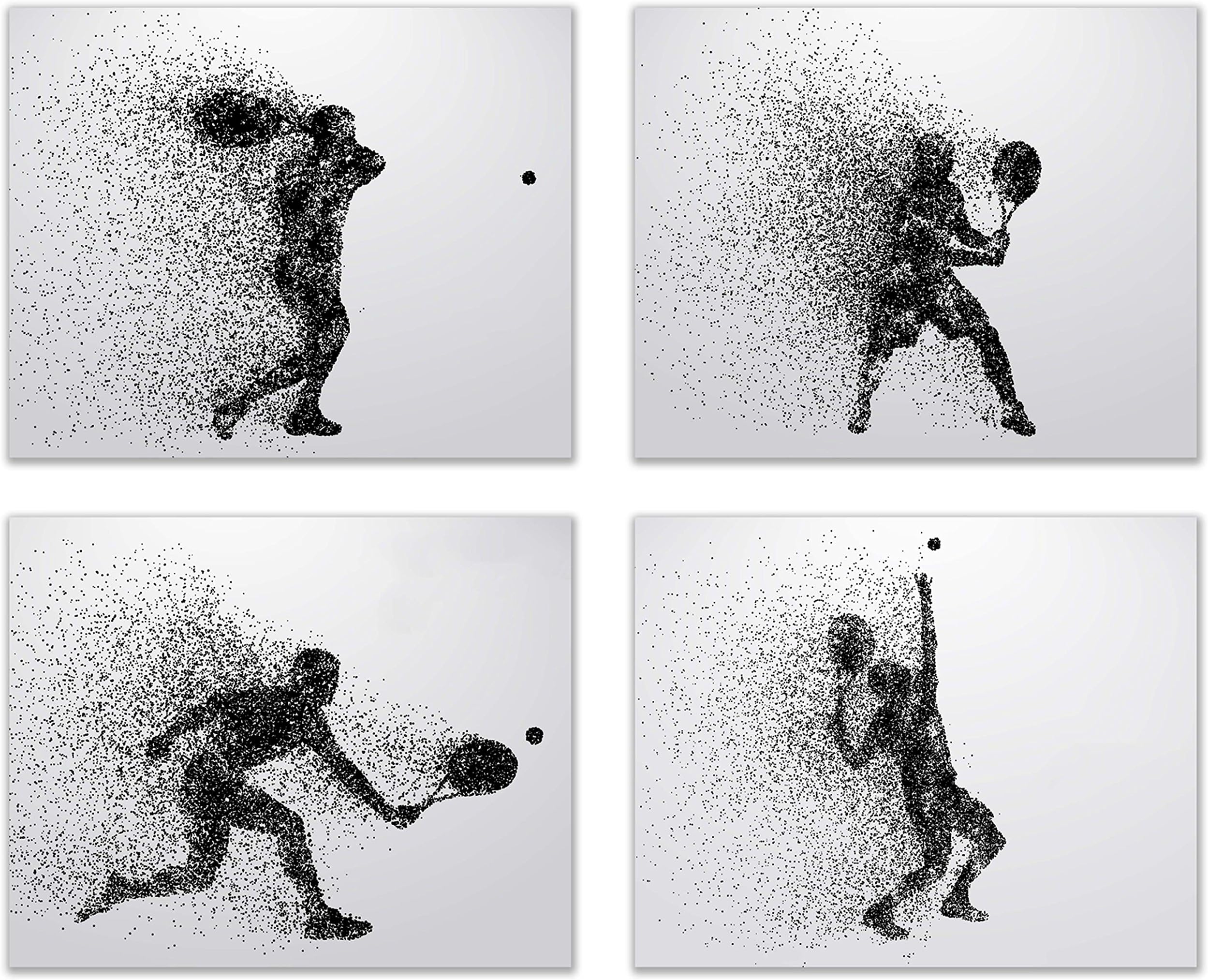 Summit Designs Tennis X-Ray Wall Art Decor Prints - Set Of 4 (8x10) Inch Unframed Poster Photos - Bedroom