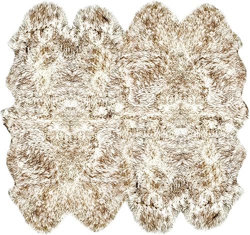 Miniatura 1 de Alfombra de piel de oveja natural con pelo grueso y exuberante de 2.5 pulgadas, alfombra de piel de oveja hipoalergénica con parte trasera