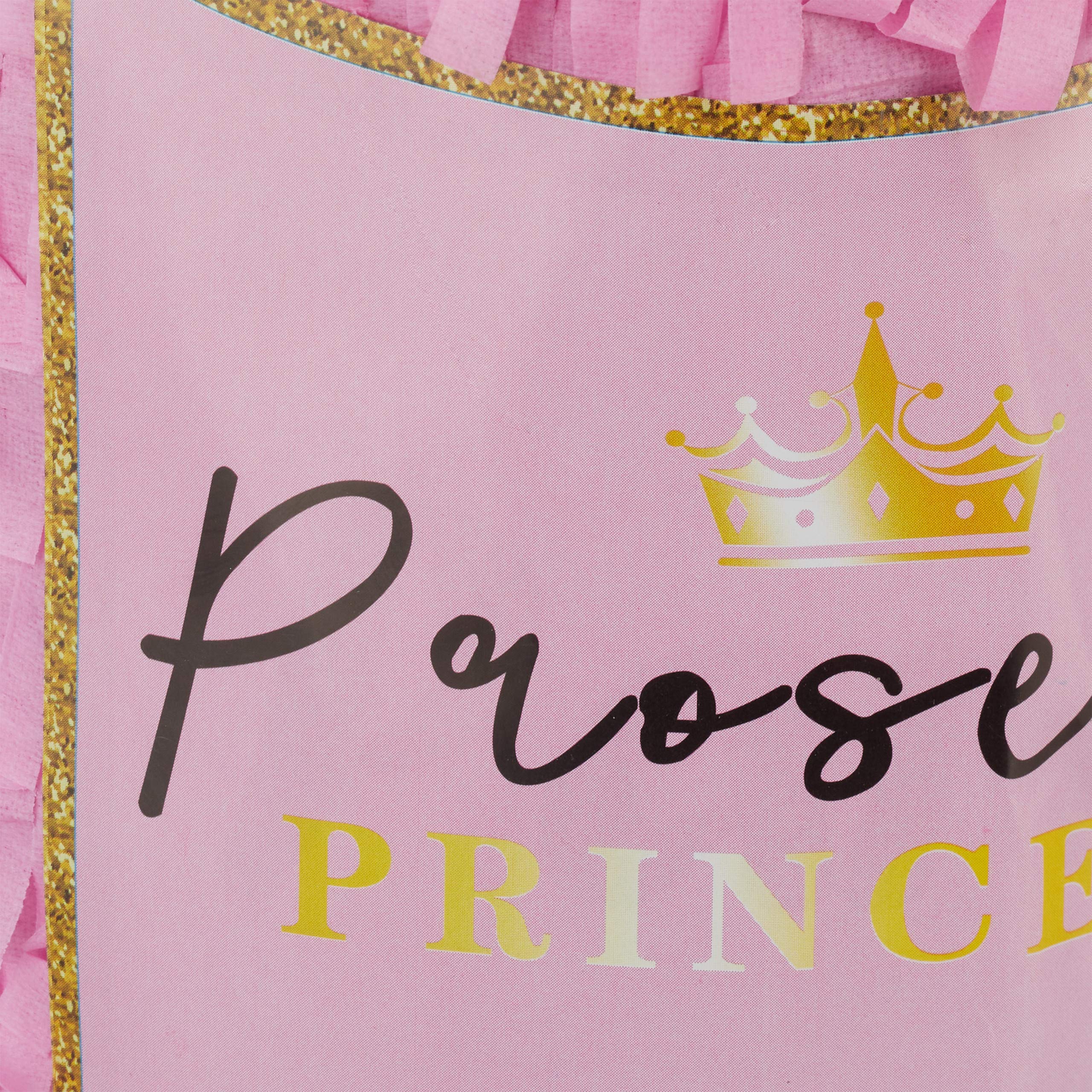 Relaxdays Pignatta a Forma di Bottiglia di Spumante, Pentolaccia da Appendere Riempire, Compleanno Principessa, Rosa-Oro