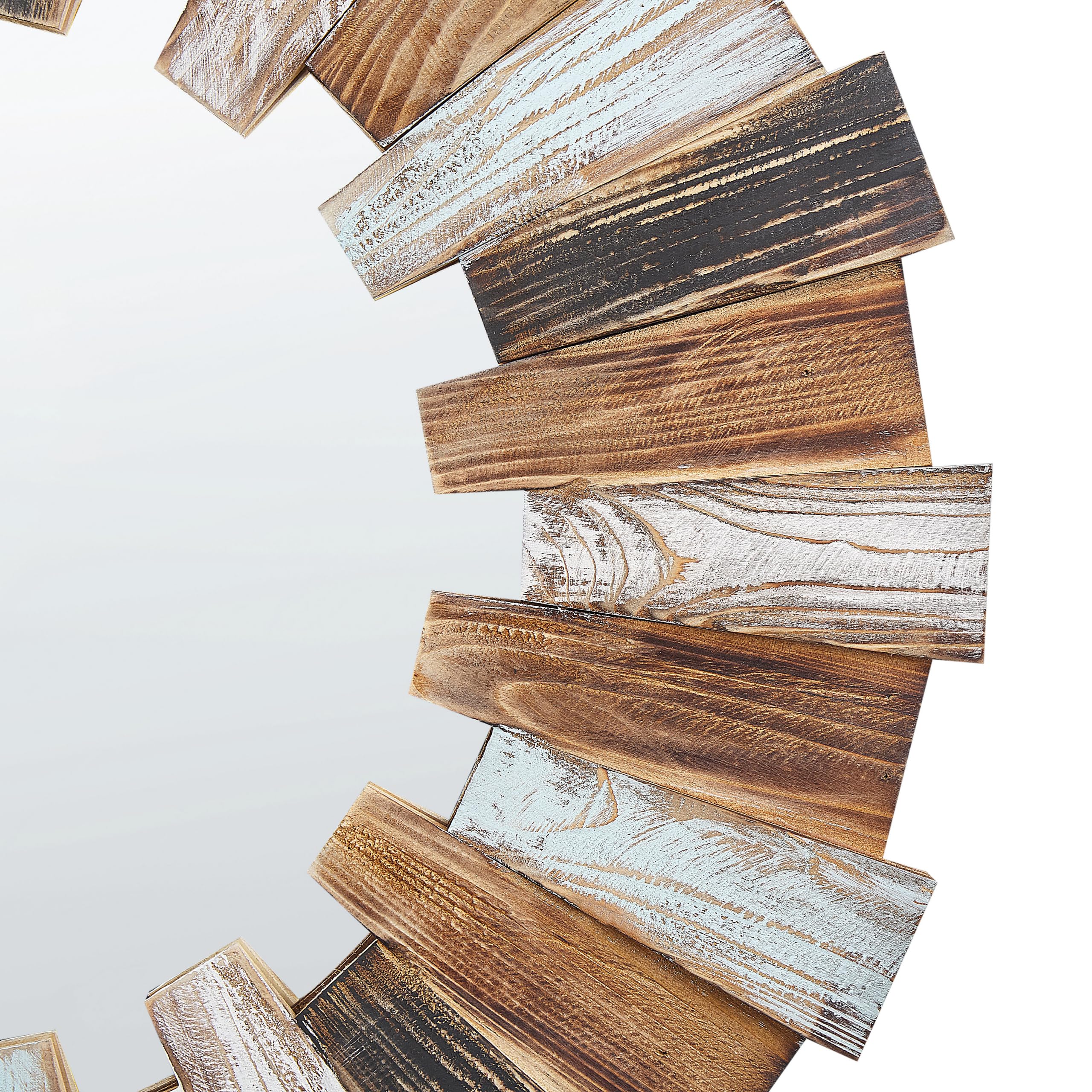 Beliani Specchio decorativo parete moderno rotondo 66 cm mano legno chiaro