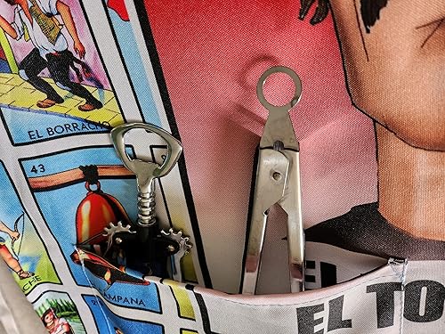 Miniatura 3 de Delantales de Loteria mexicana Mandil divertidos para hombre para cocinar barbacoa delantal para hombre con bolsillos perfecto para chef papá tío o