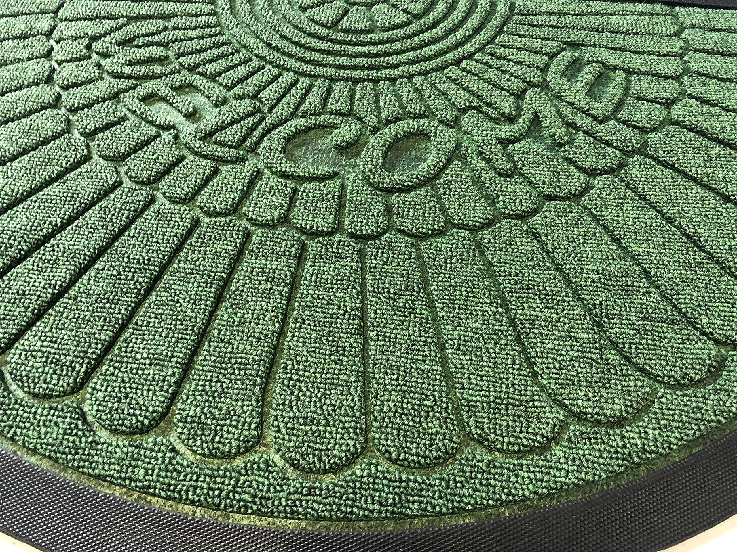 OrientalRugCompany Heavy Half Moon Rubber Edged Door Mats 45cm x 75cm green