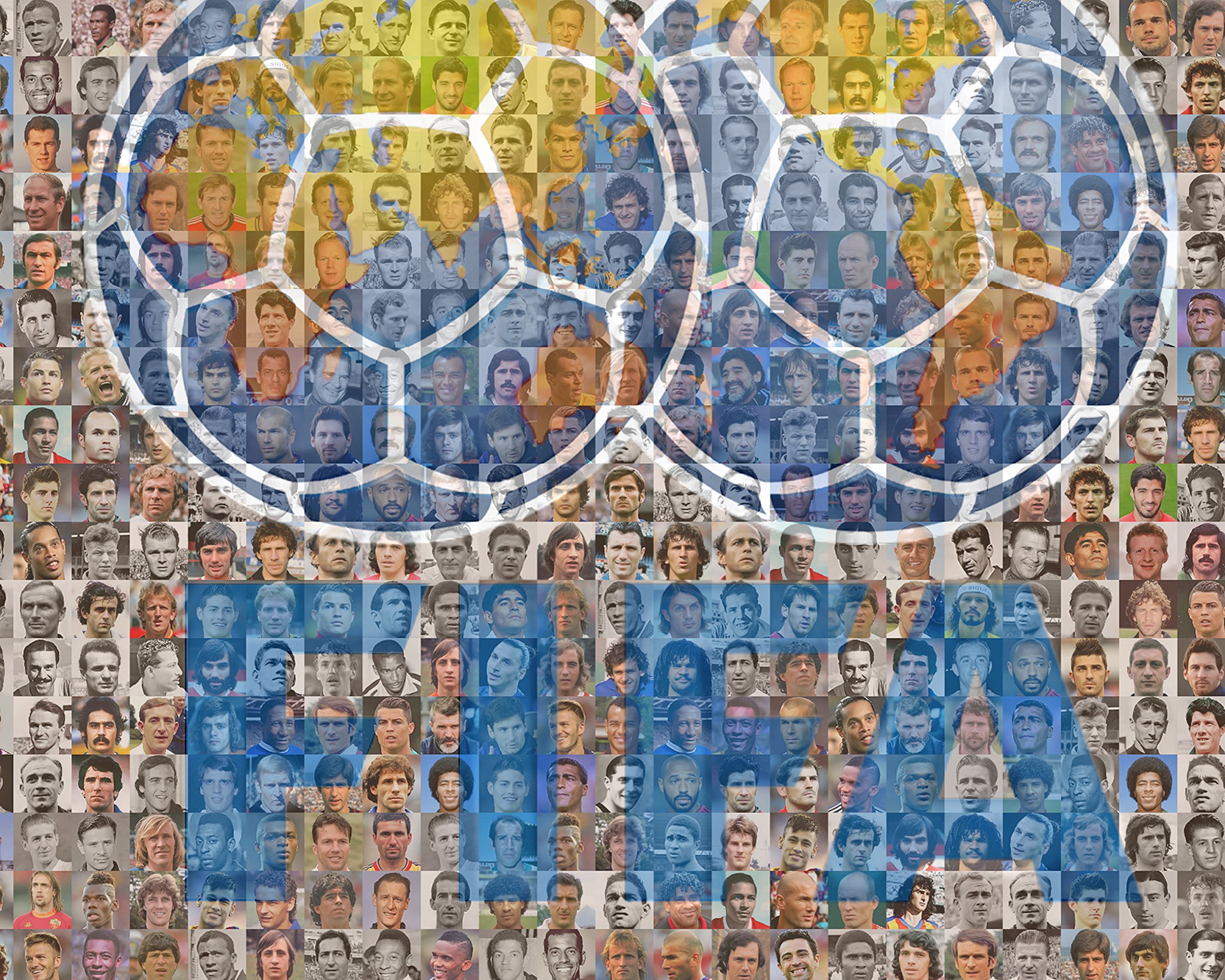 Fifa Soccer Player Mosaic Print Art Designed Using Over 100 of the Greatest Soccer Players of All Time. 8x10" Matted Print