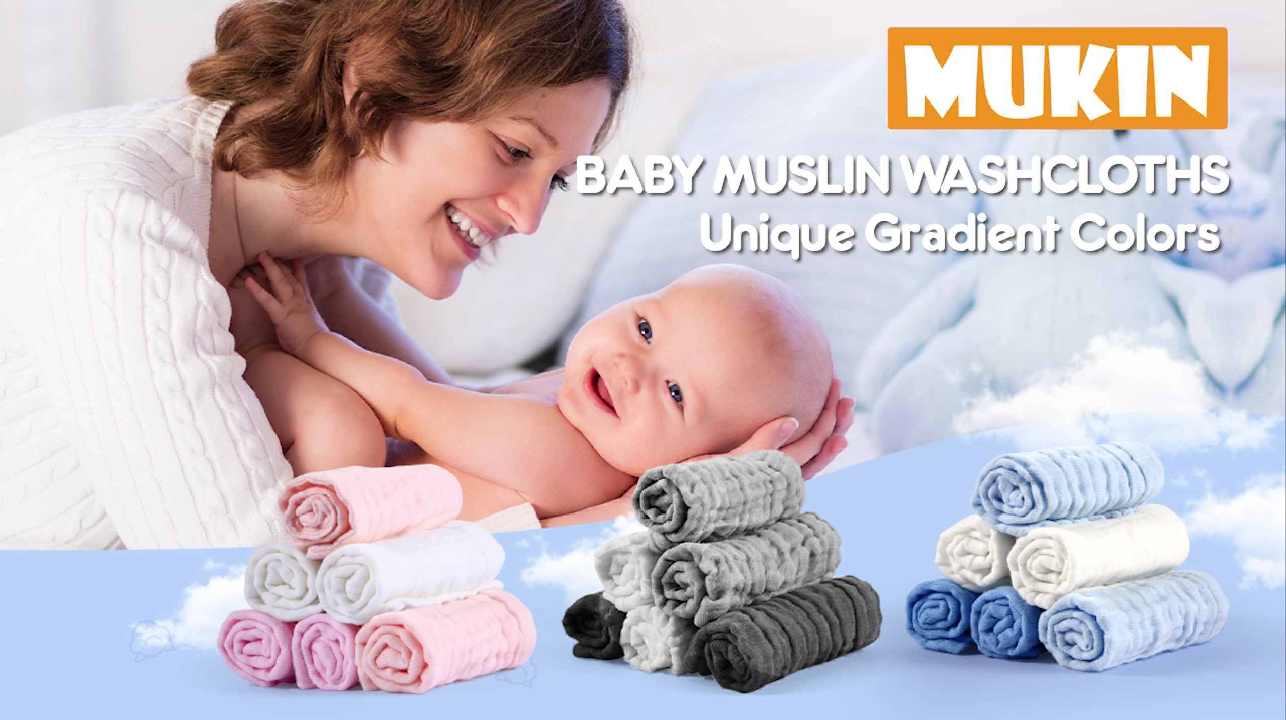 Baby Muslin Washcloths 6 Pack Soft Face Cloths for Newborn