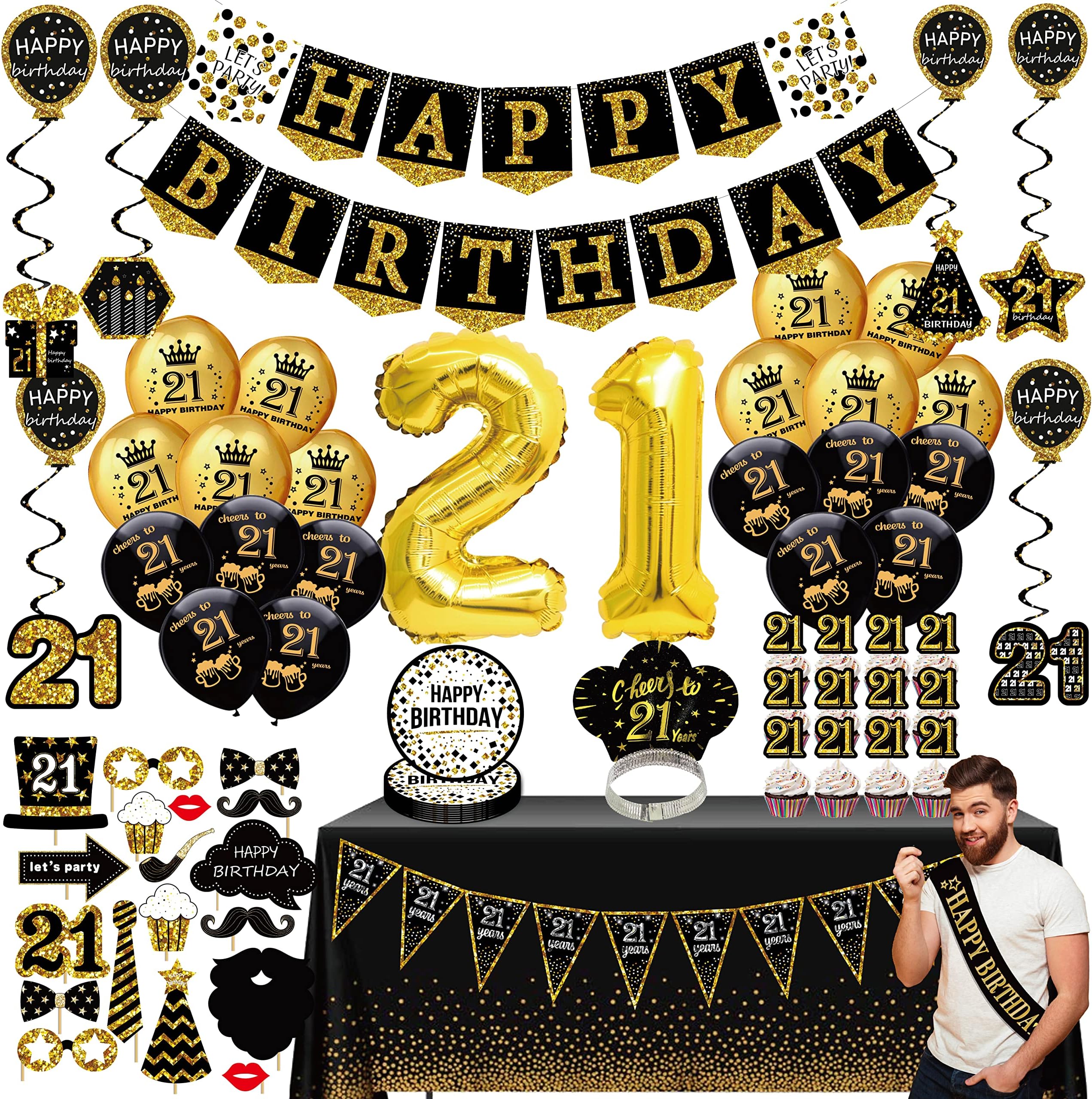 21st Birthday Decoration Kit, Happy 21st Birthday Banner — free download