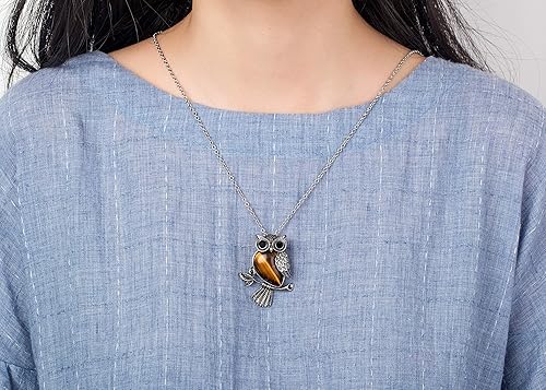 Miniatura 4 de Softones Collar de búho, collar de cristales curativos para mujeres y hombres, collar de piedras preciosas de energía espiritual de reiki, juego de