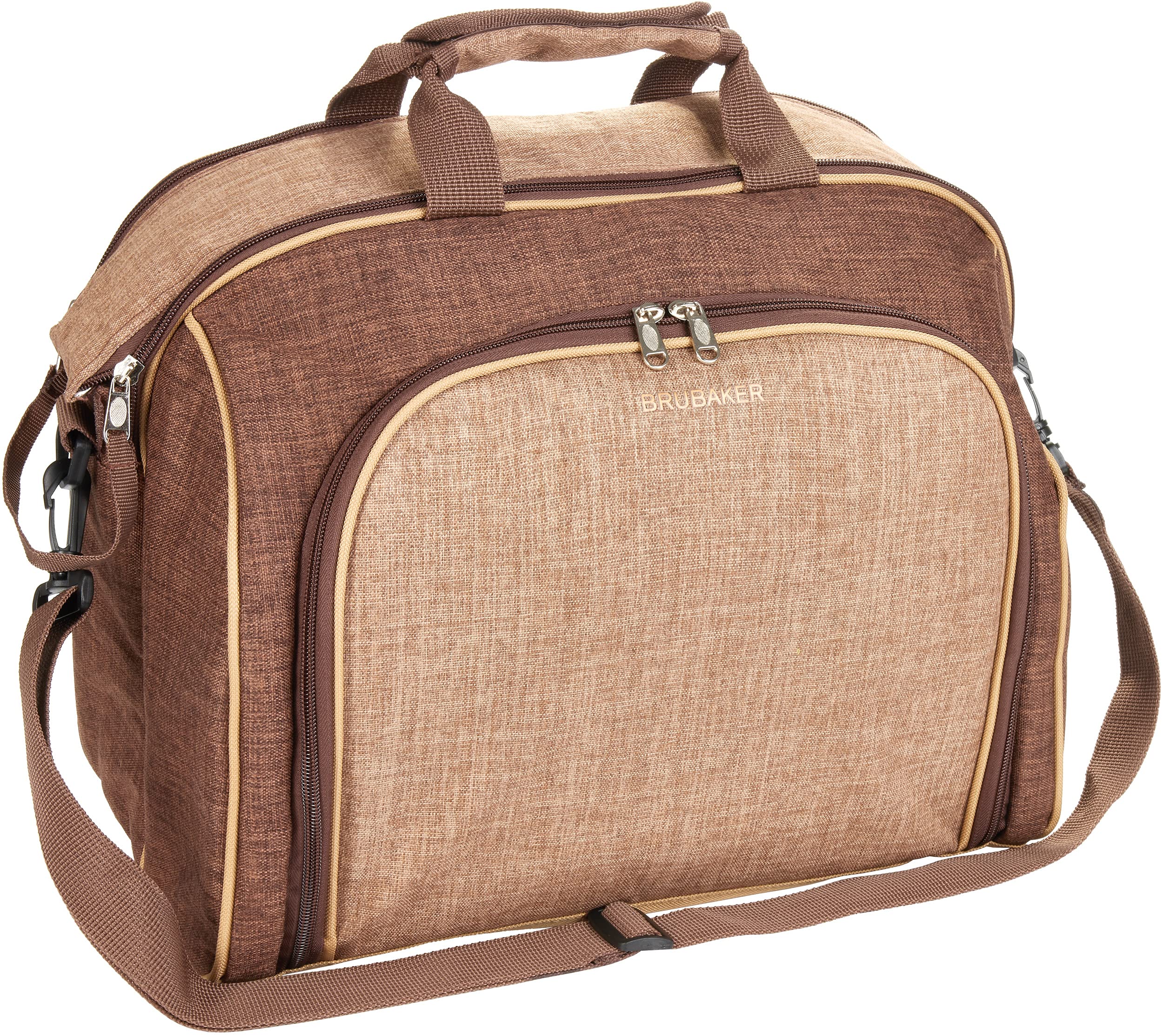 BRUBAKER Sac de Pique-Nique pour 4 Personnes avec Compartiment Réfrigérant - Marin à Bandoulière Brun 38 × 21,5 × 30 cm
