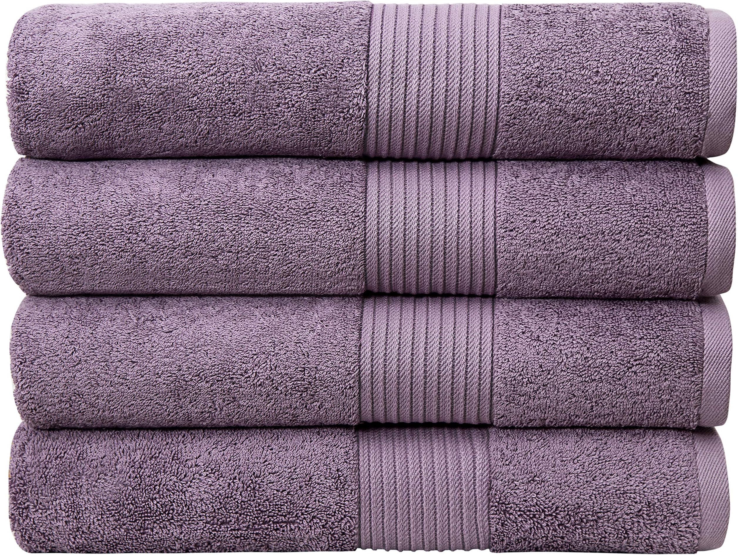 Luxury Extra Large Oversized Bath Towels | Hotel Quality Towels | 650 GSM | Soft Combed Cotton Towels for Bathroom | Home Spa Bathroom Towels | Thick & Fluffy Bath Sheets | Wisteria - 4 Pack