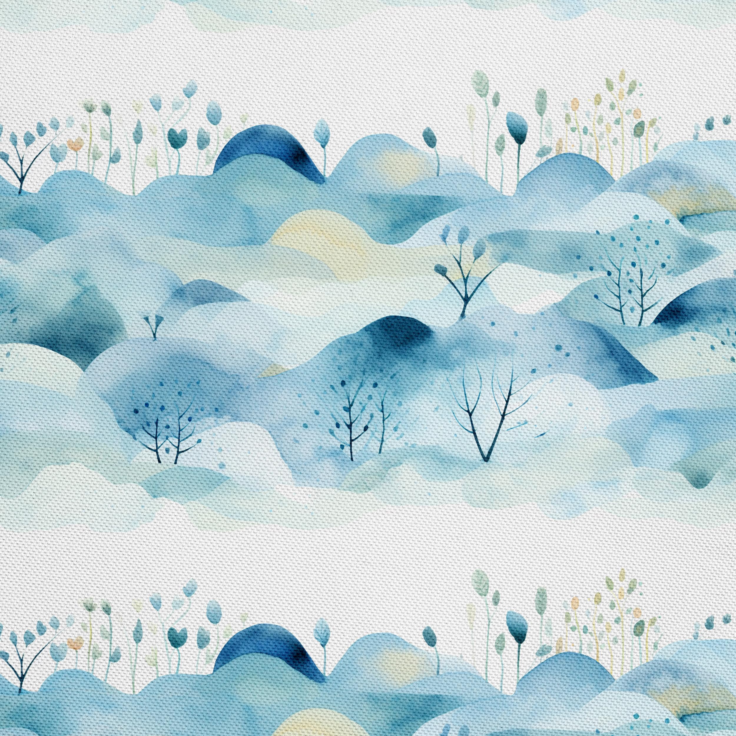 HEKO PANELS Stoff Oxford Wasserdichte Meterware Canvas-Stoff Polyester Nähstoff Dekostoffe Handwerken Wasserabweisend Blickdicht Pflanzen Aquarell Wasserfarbe 5 Meter 155 x 500 cm DX2136
