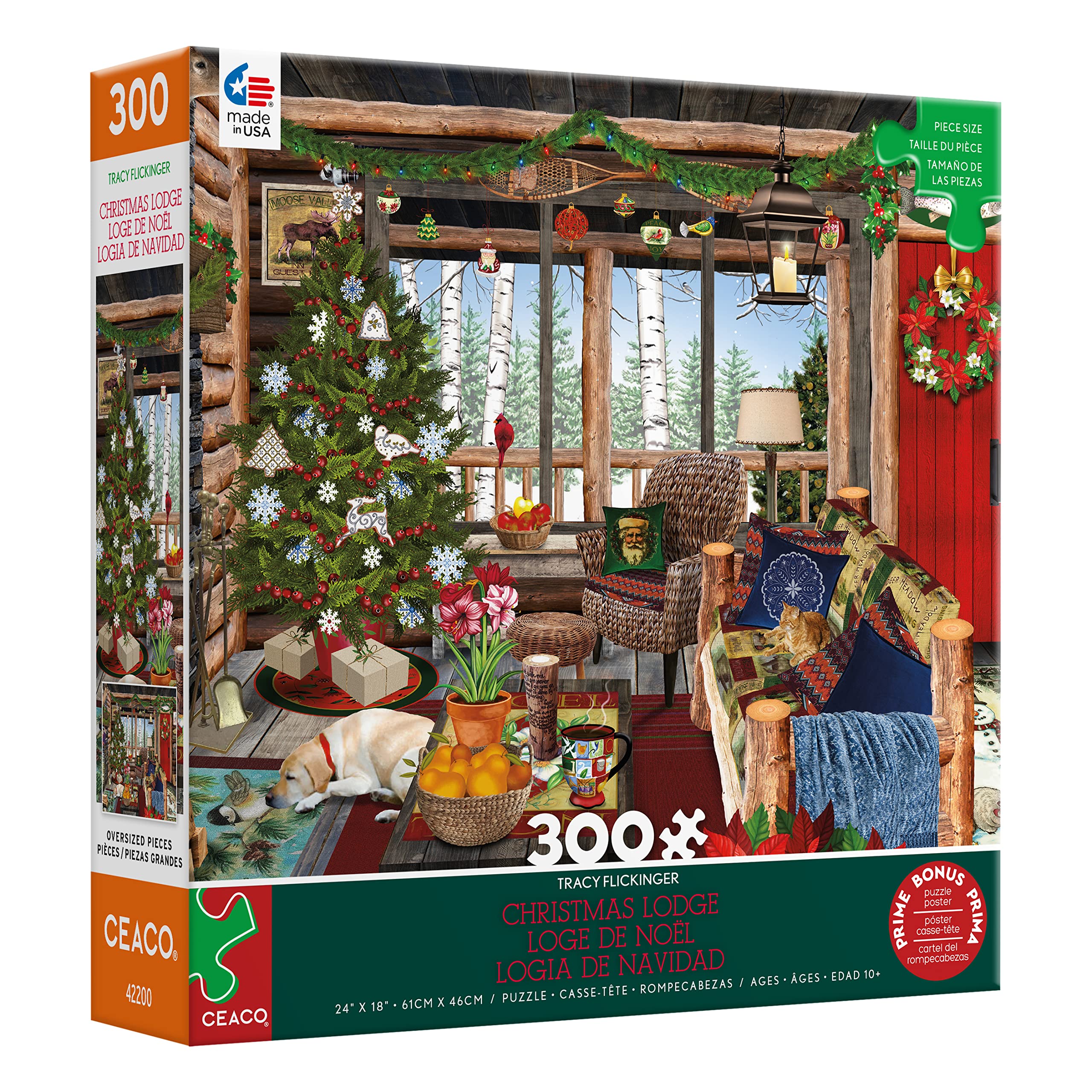 Amazon.com: Ceaco - Tracy Flickinger - Christmas Lodge - 300 Piece