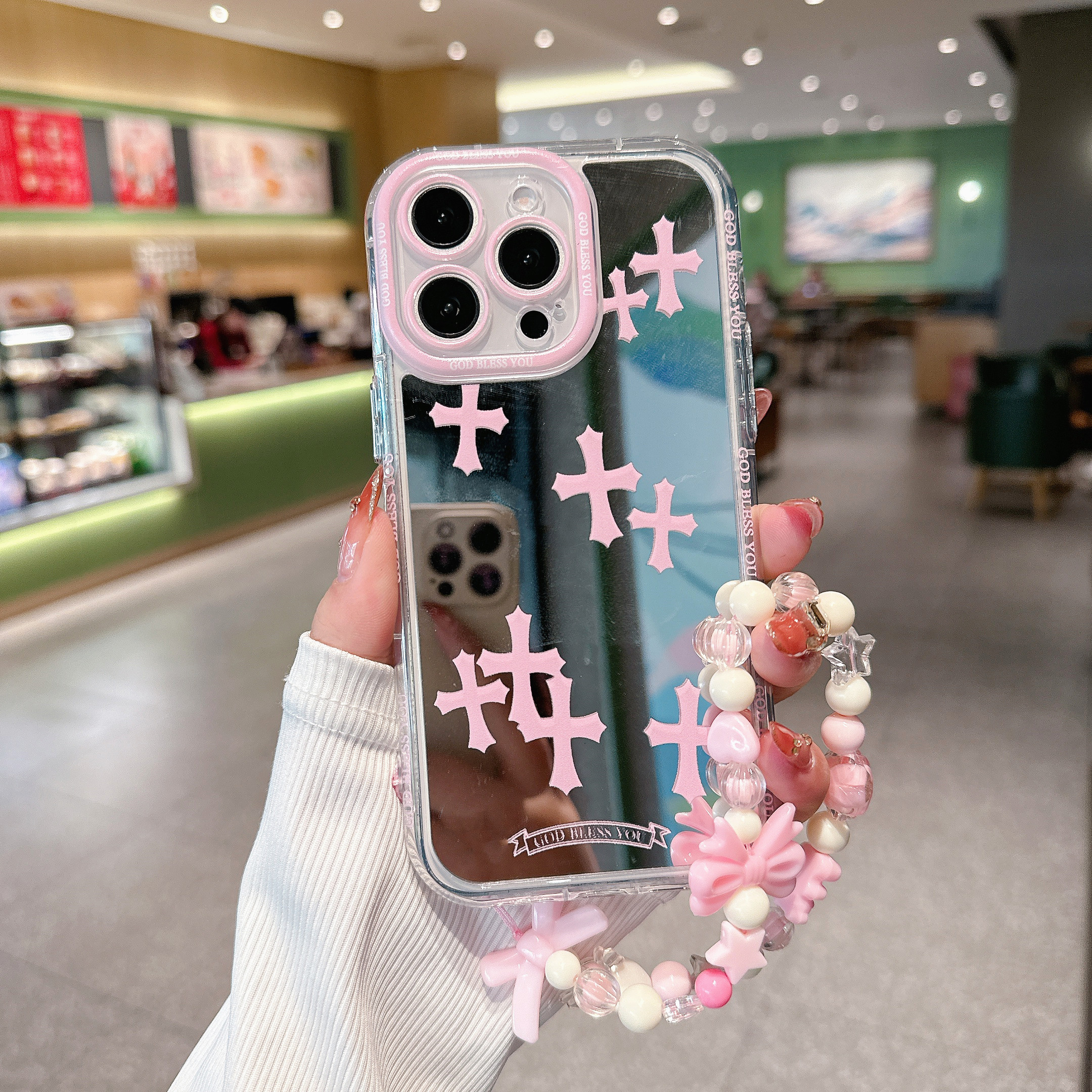Amazon.com: Pretaco for iPhone 15 Pro Case, [Pink Cross Pattern