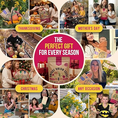 Miniatura 6 de Organo Republic Paquete variado de 8 semillas de cebolla reliquia, sin OGM, juegos para jardinería en interiores y exteriores. Más de 2200 semillas