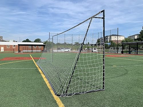 Miniatura 3 de Portería de fútbol de tamaño reglamentario de 24 x 8 pies con red de HDPE resistente a la intemperie. Acero galvanizado recubierto de polvo negro de