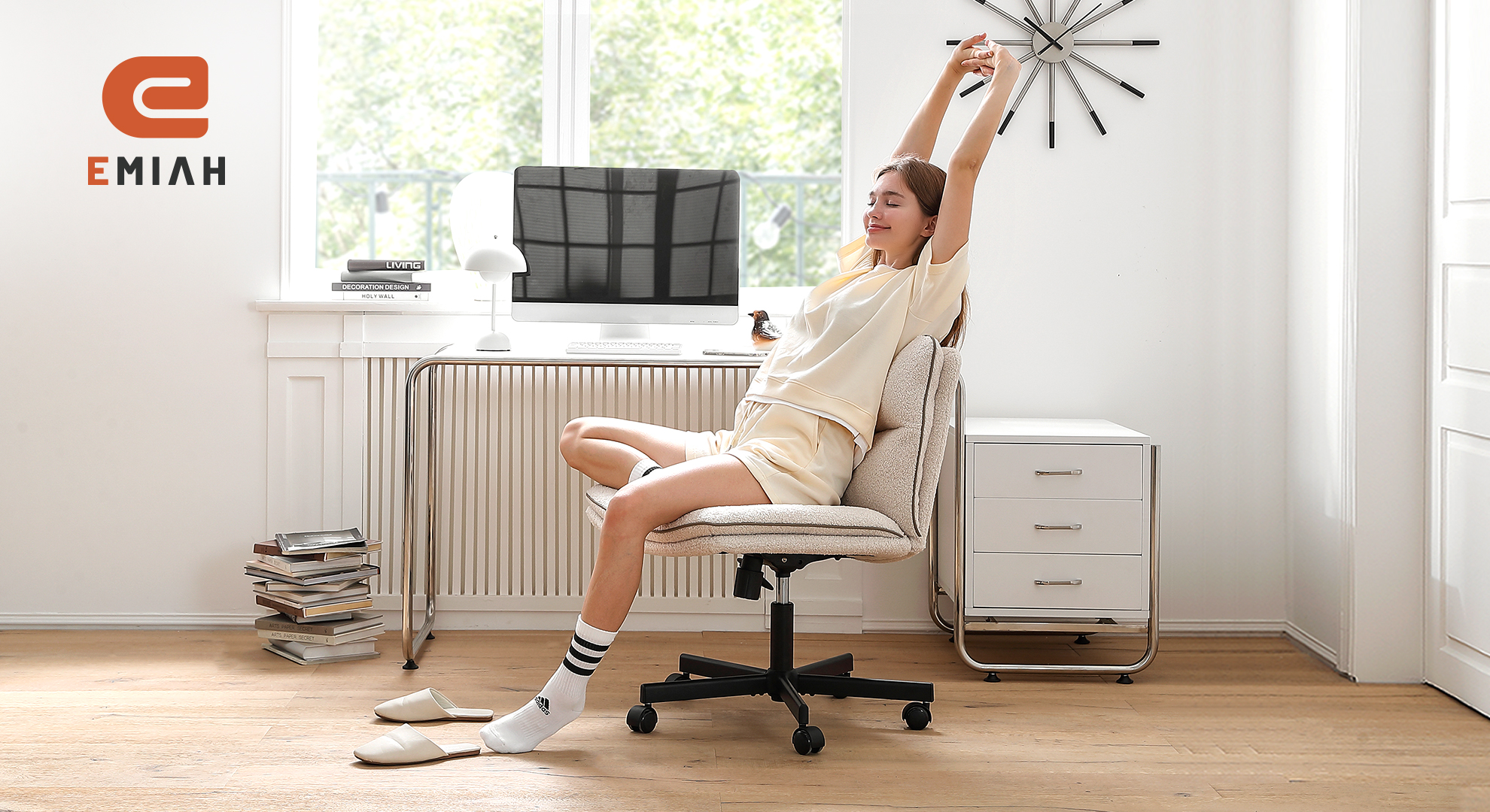 Amazon.com: EMIAH Armless Office Desk Chair with Wheels Faux Fur