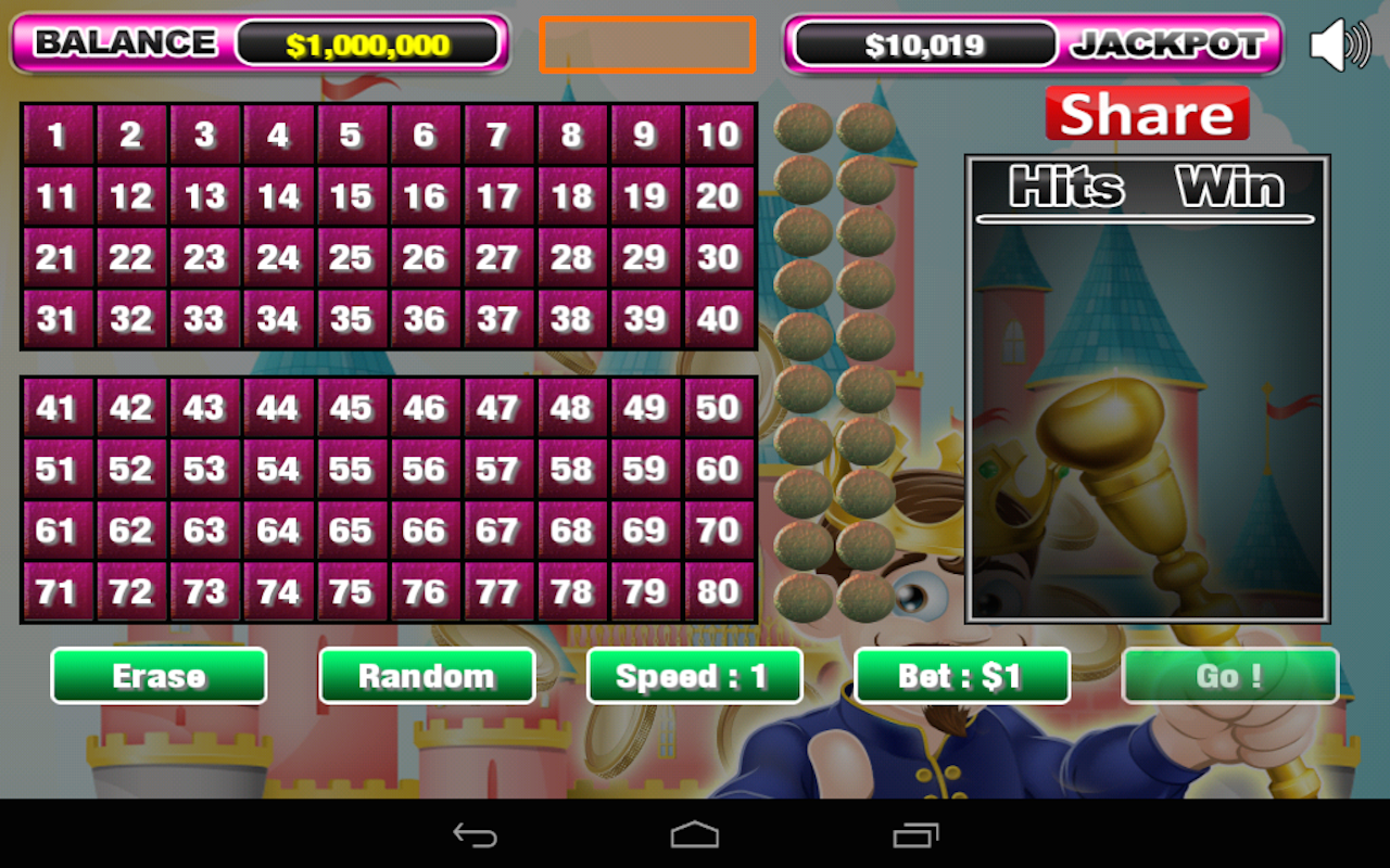 Aplicación Keno Free Riches King of Empires Big Castle Fortune Keno