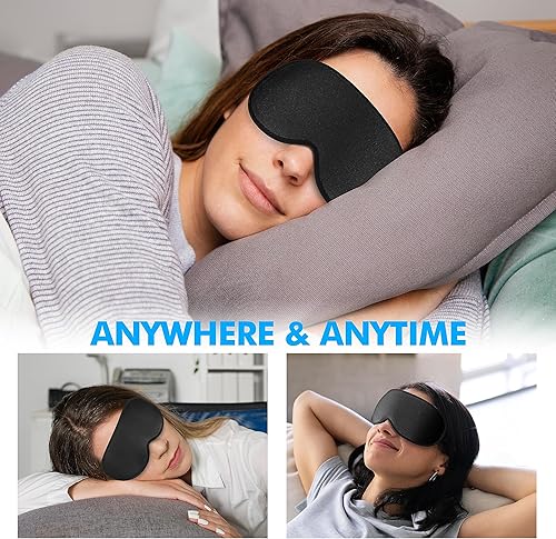 Miniatura 7 de Máscara de dormir para dormir de lado, máscara de ojos mejorada con copa contorneada 3D, bloqueo de luz, máscara de ojos con correa ajustable,