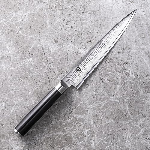 Miniatura 6 de Shun Cutlery - Cuchillo de cocina clásico dentado de 6 pulgadas, estrecho y de hoja recta, perfecto para cortes precisos, ideal para preparar