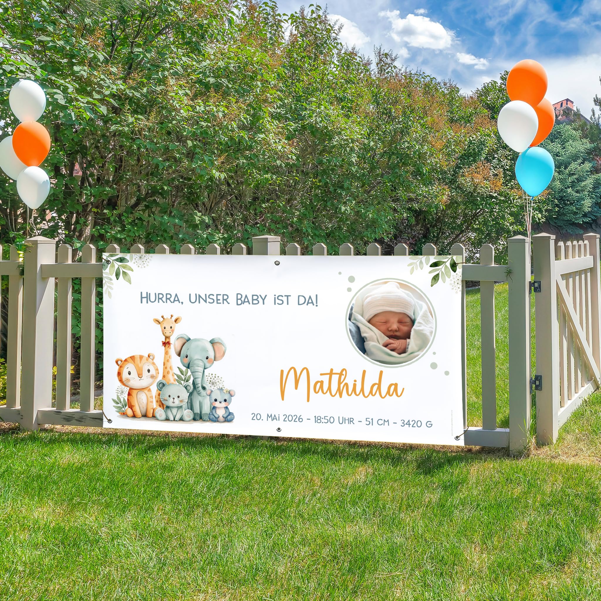 Striefchen® Banner zur Geburt personalisiert mit Name & Foto