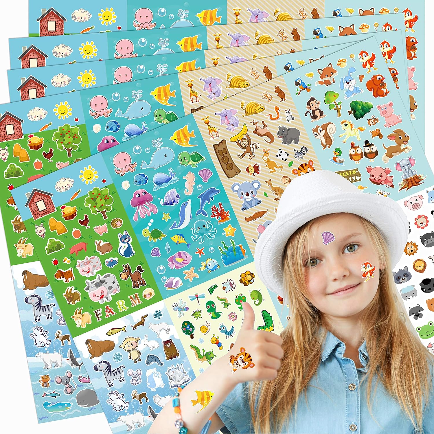 Sinceroduct Animal Stickers, Stickers for Kids Assortment Set 1300 PCS, 8 Themes Collection for Children, Teacher, Parent, Grandparent, Kids, Craft, School, Scrapbooking, Present Idea for Children, Chris : Toys & Games