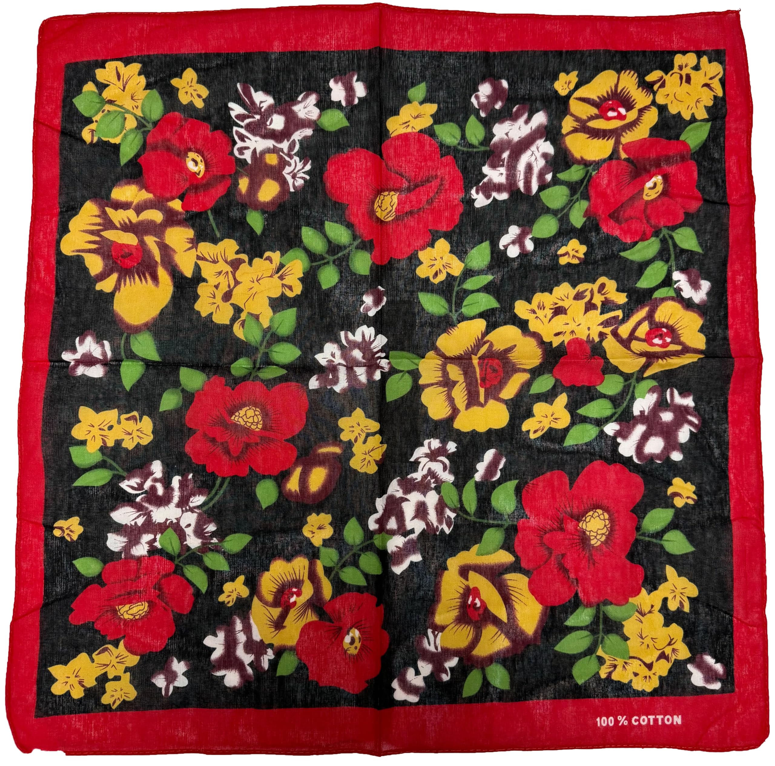 Zac's Alter Ego Large Floral Print Bandana with Red Border