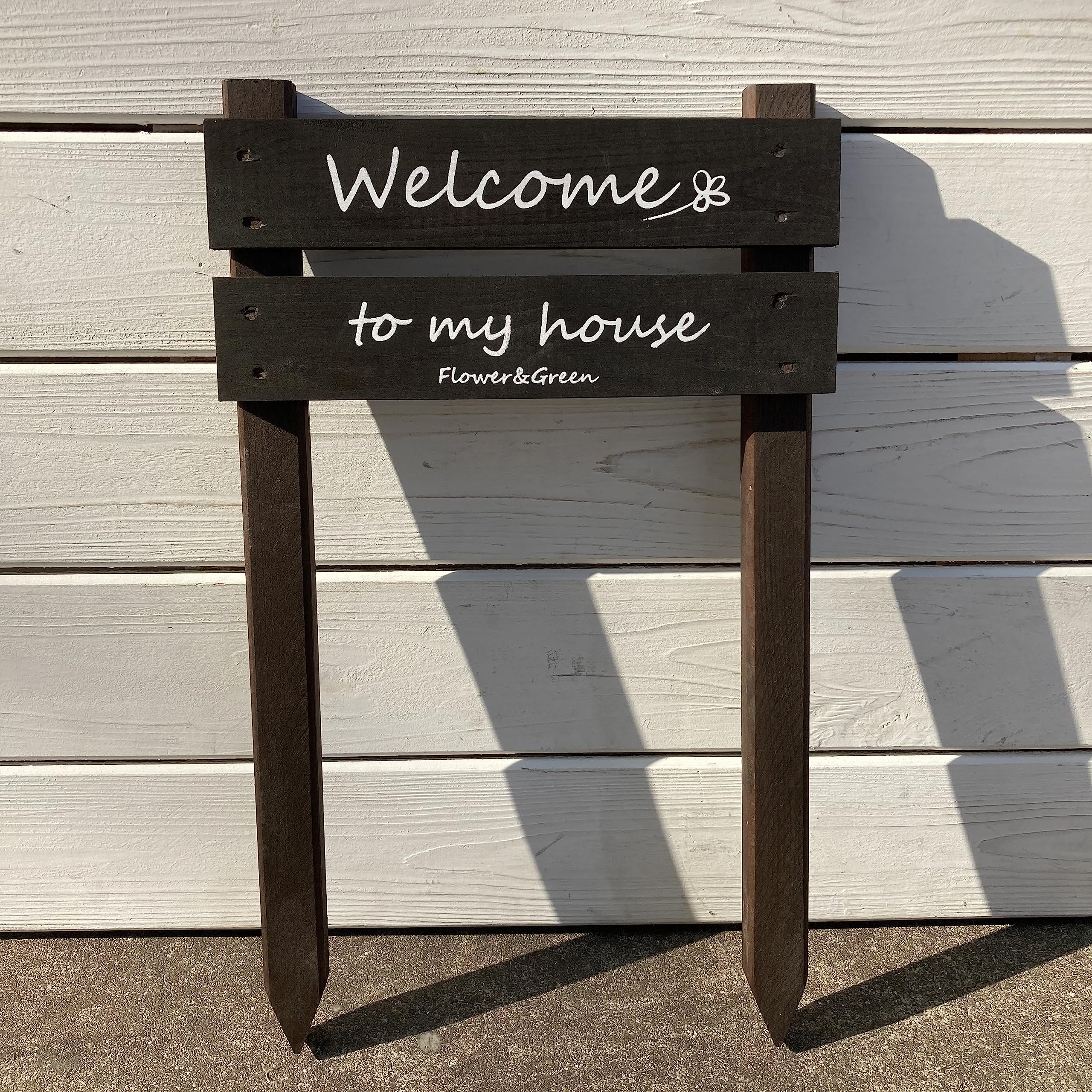 Amazon.co.jp: 木製プレートガーデンピック ロゴWelcomeタイプ (ダーク