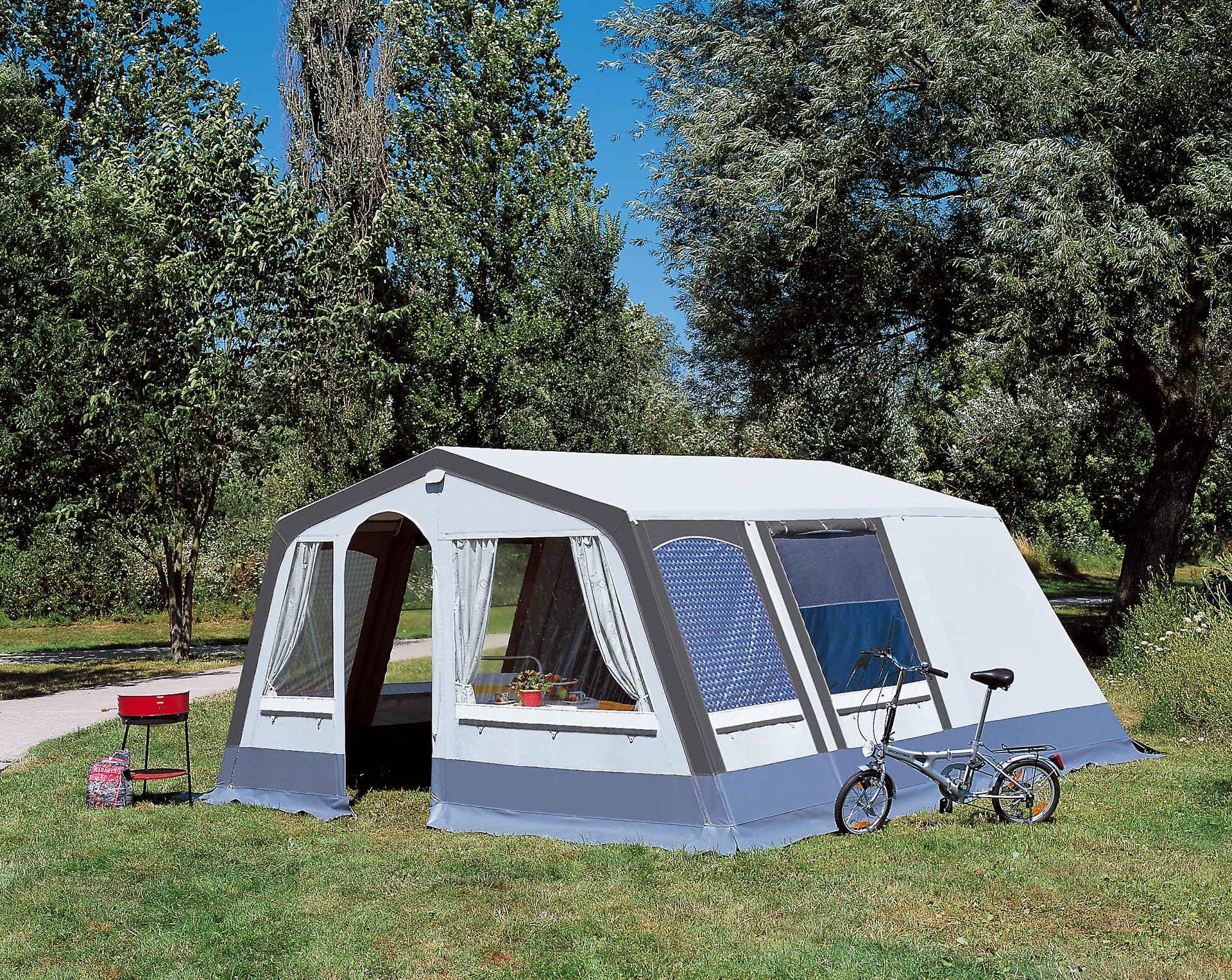 dwt Camping Zelt Villa II, Familienzelt in 2 Größen für 4 oder 6 Personen, geräumiges Steilwandzelt inkl. wasserdichter Bodenwanne, Größe:Gr. 4 Sport & Freizeit