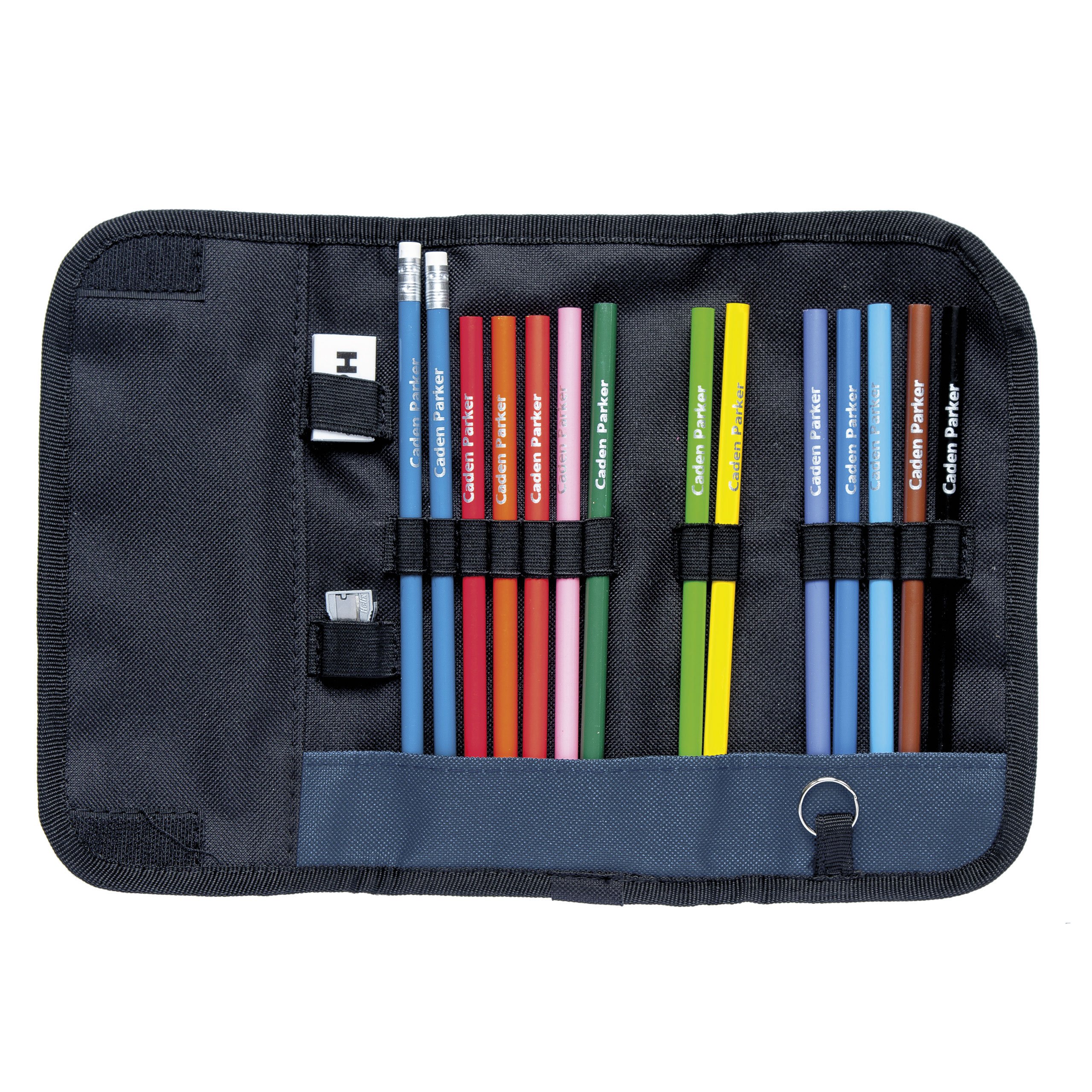 Block Style Pencil Case With 12 Colouring & 12 Matching Personalized Pencils With Erasers - Printed In UK By 'that's My Pencil' - Aquamarine - Canada - View #2