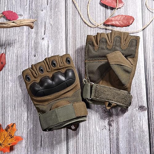 Miniatura 6 de WTACTFUL Guantes tácticos sin dedos para motocicleta, motocicleta, ciclismo, escalada, senderismo, guantes de caza