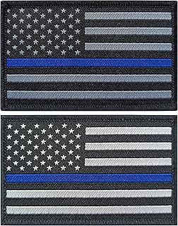 JBCD 2 Pack American Thin Blue Line Flag Patch USA Police Flags Tactical Patch Pride Flag Patch for Clothes Hat Patch Team Military Patch