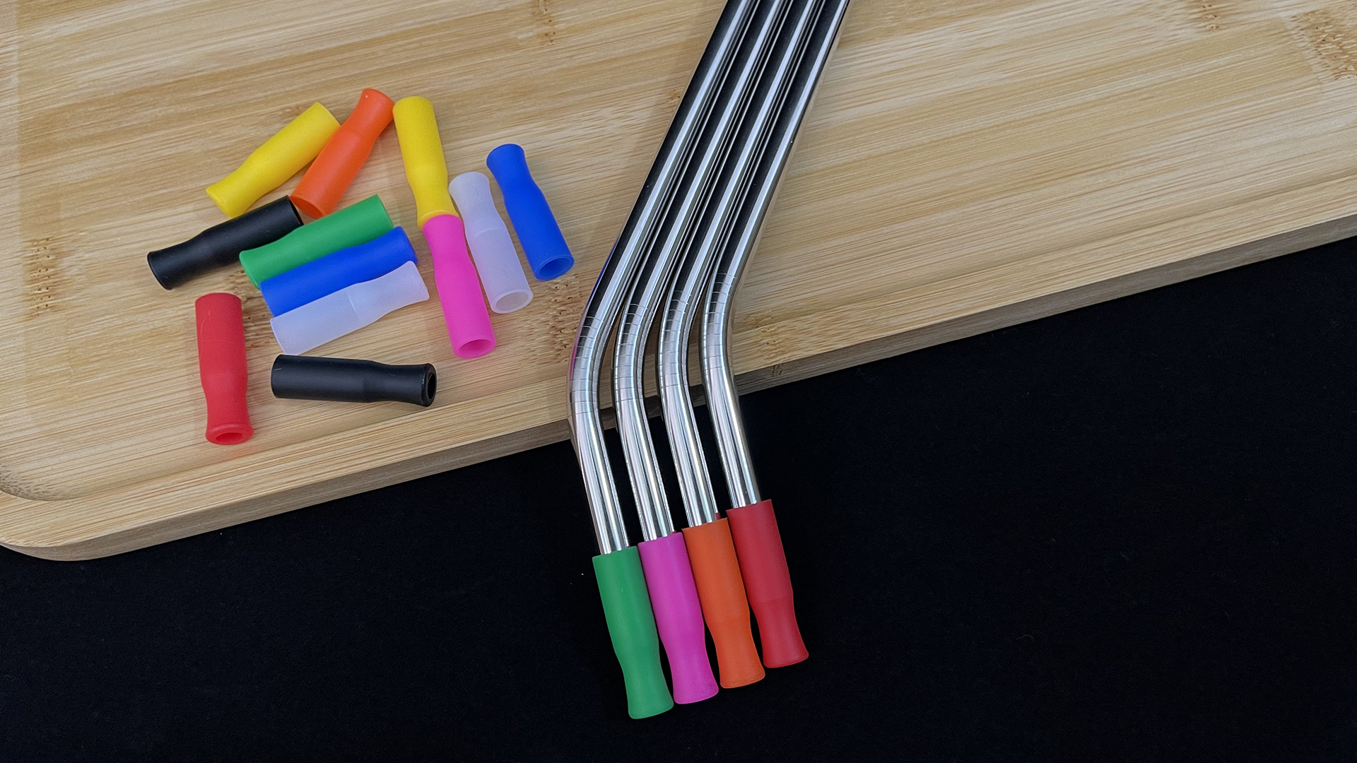 16 puntas de silicona para pitillos reutilizables multicolor miniatura 7