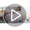 VM VOUGEMARKET Purple Floral Birds Duvet Cover Set,Botanical Flower Plants Pattern Bedding Set in Lilac with Zipper Closure No Comforter(3pcs, Queen Size)