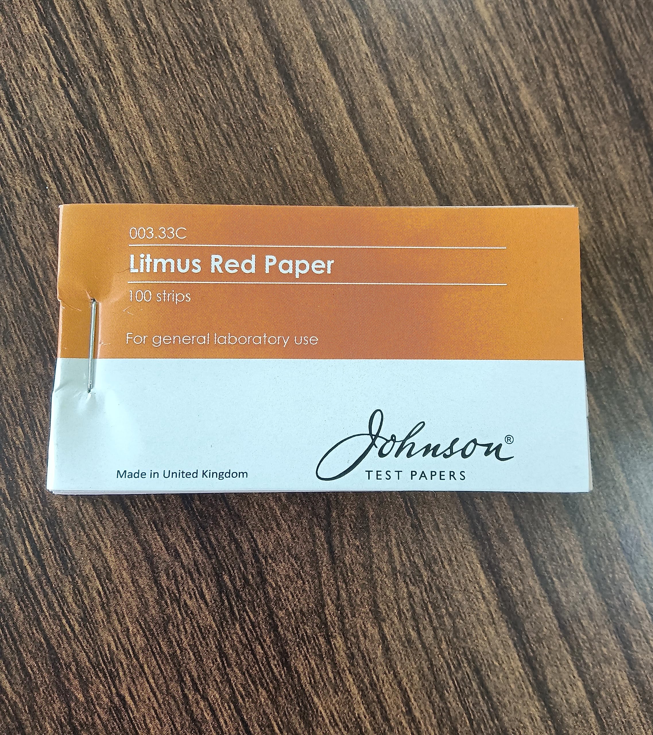 Johnson Red Litmus Test Paper, 003.33C, pH 7, 100 Strips/Pack