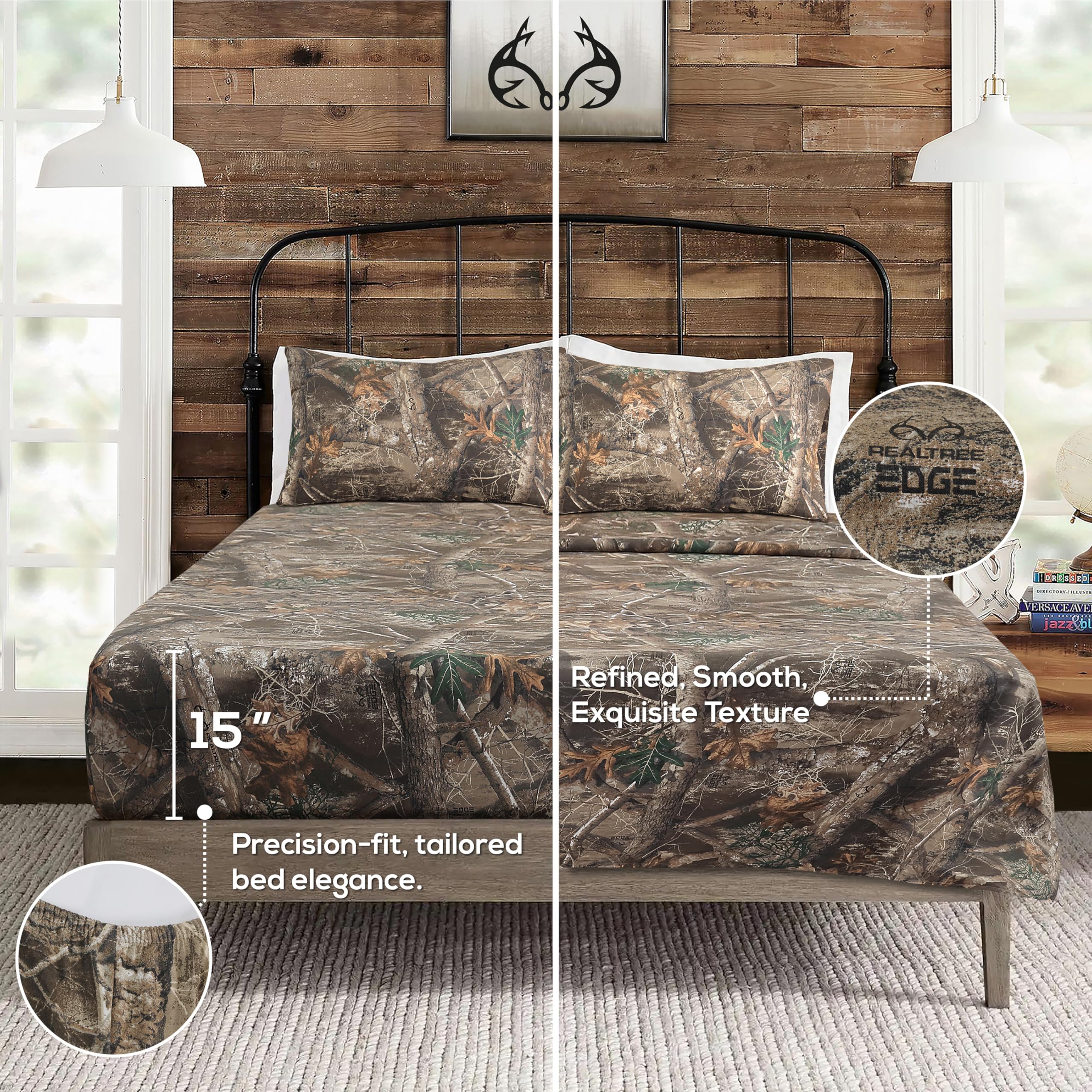 VISI-ONE Realtree Edge King Camo Sheet Set, Embrace Rustic Cabin Vibes with Soft Polycotton 4-Piece Camouflage Bedding - Image 2