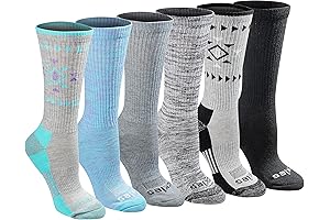 Women's Dri-Tech Moisture Control Crew Compression Socks Multipack (6 Pairs)