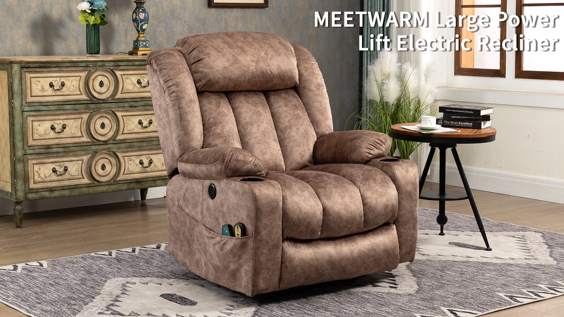 Sillón reclinable con masaje Marrón miniatura 7