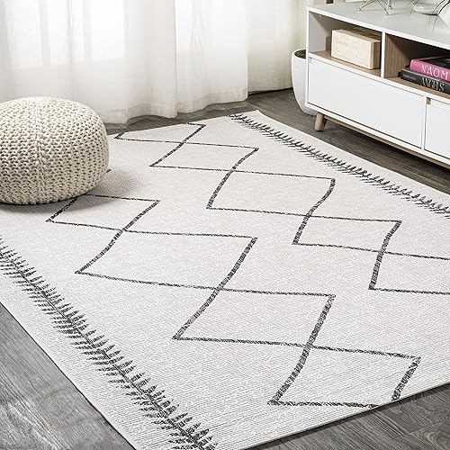 Miniatura 4 de JONATHAN Y Alfombra tribal de enrejado de diamantes para interiores y exteriores, 3 x 5 pies, marfilnegro, Derya para patio trasero, patio, porche,