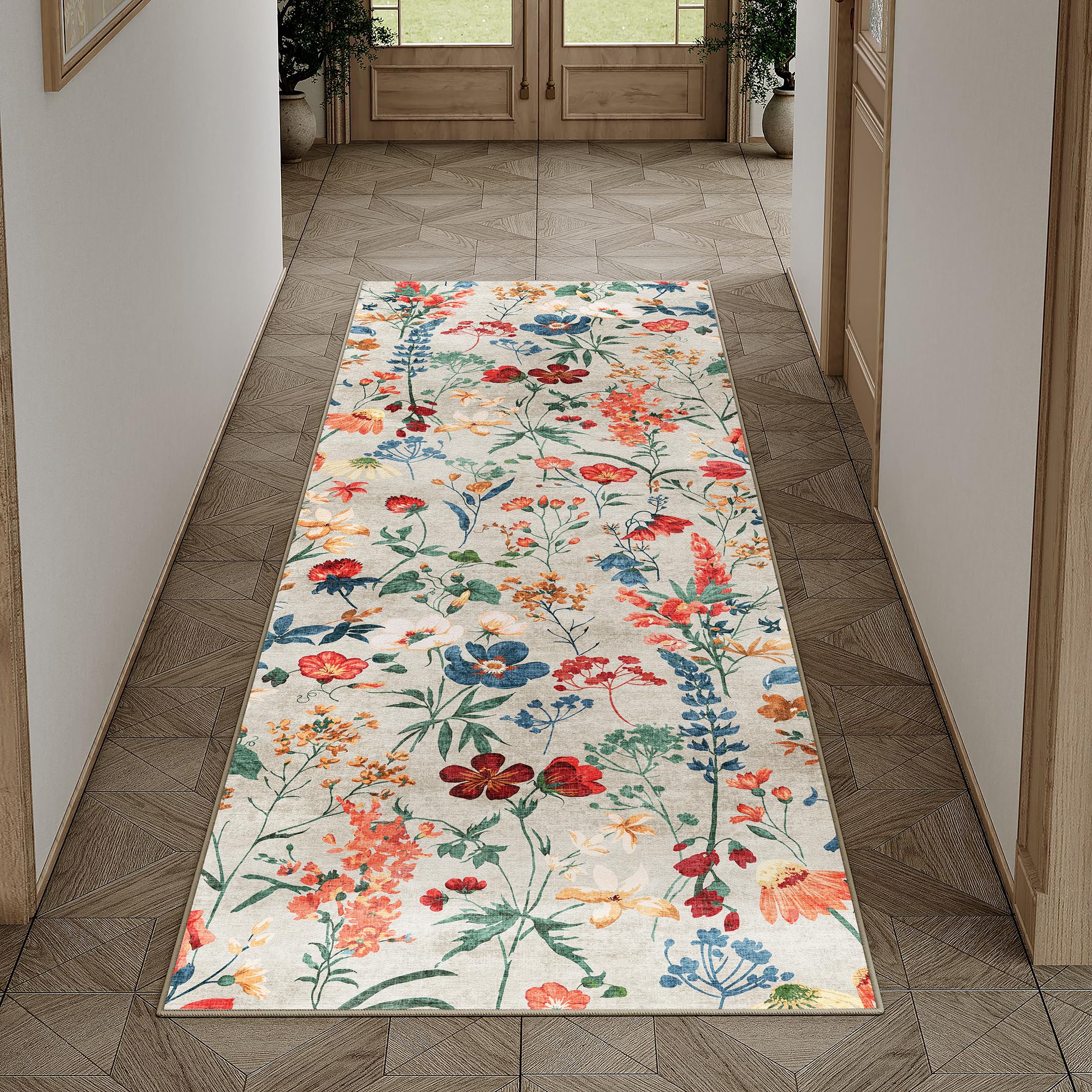 HUGEAR Vintage Teppich Wohnzimmer Wohnzimmerteppich Waschbarer rutschfest Teppiche Carpets Schlafzimmer Rug Esszimmer Büro Kinderzimmer Waschküchen Rugs Kurzflor Carpet
