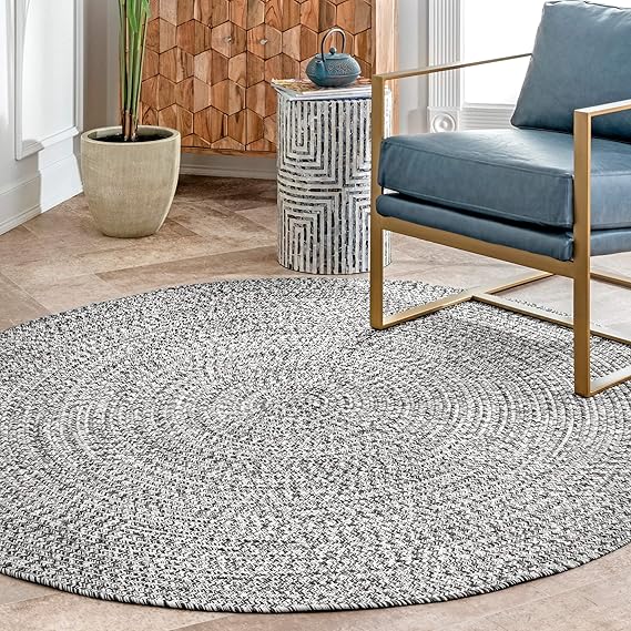 nuLOOM Braided Indoor/Outdoor Rug, 4' Round, Light Grey, 200HJFV01CR404 Amazon.ca Home