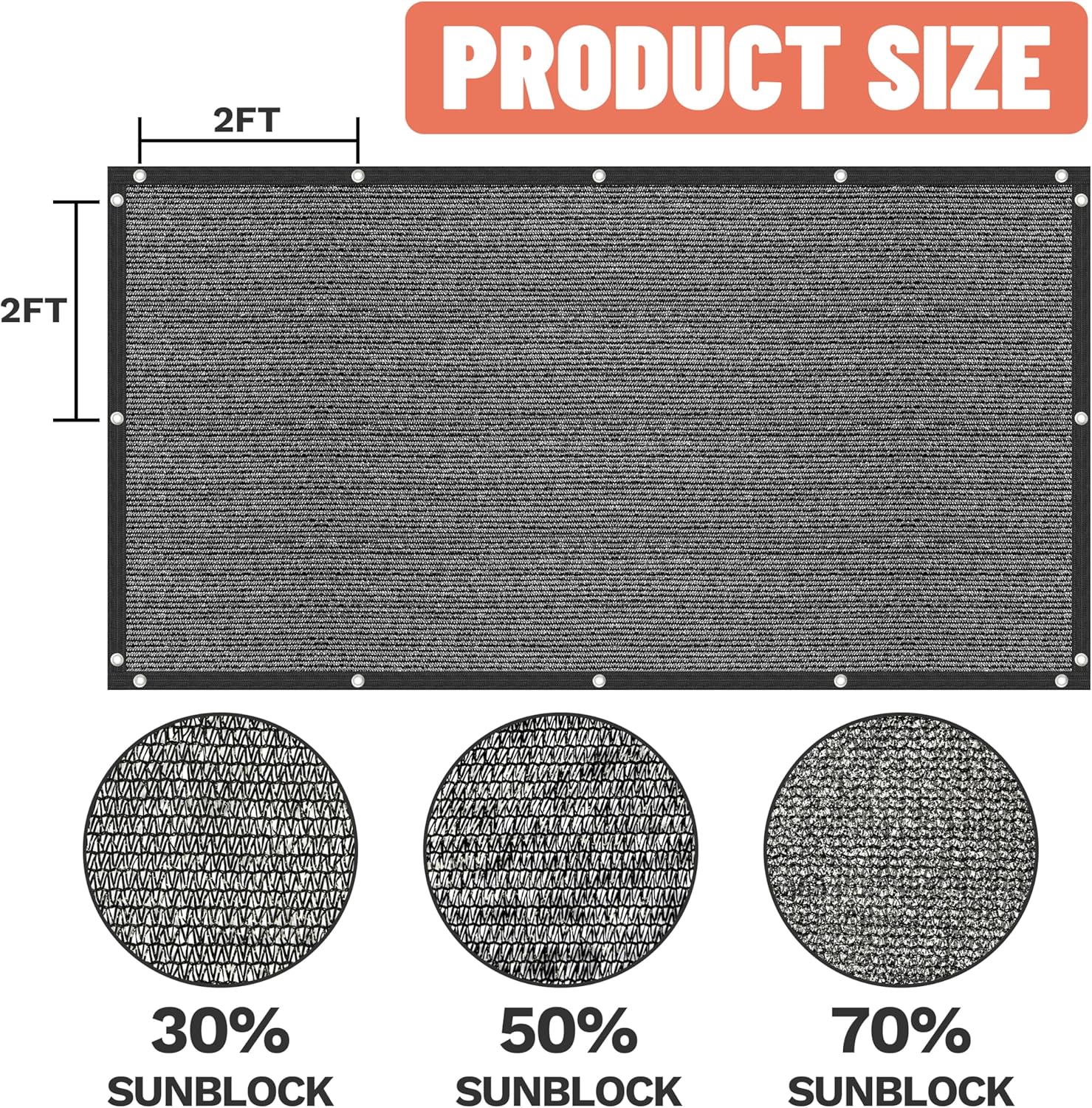 Amgo 70% Shade Fabric 12FT x 16FT Black Sun Shade Mesh, Black Sun Shade Netting with HDPE Material and Heavy Duty Grommets Shade for Greenhouse, Garden, Patio Plants, Pergola (We Make Custom Size)