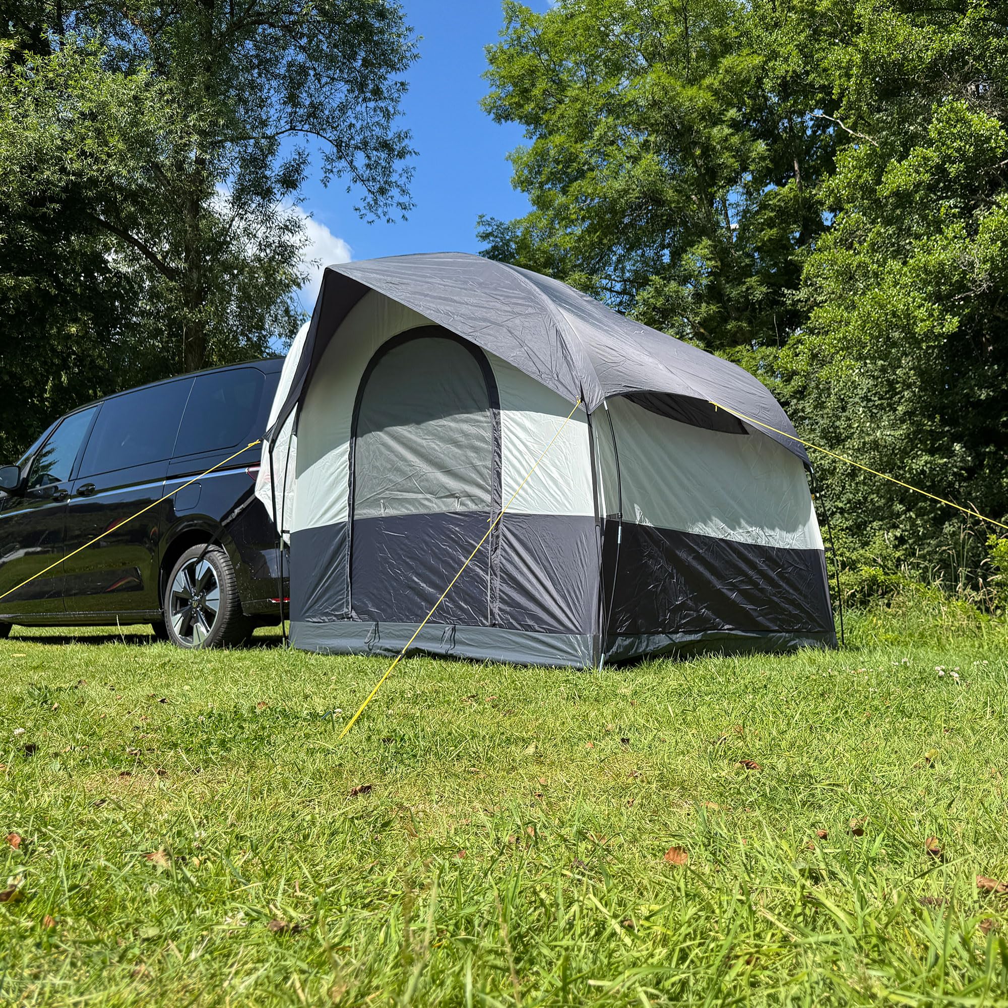 Heckzelt Auto 240 x 240 x 205 cm, Heckzelt SUV, Autozelt und Auto Heck Vorzelt für Van, Bus, PKW und Camping, freistehend, mit Moskitonetz, Anthrazit Grau