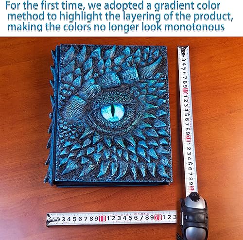 Miniatura 5 de Cuaderno de dragón 3D con diseño de ojo de dragón en relieve, cuaderno de escritura grabado de resina, diario retro, bloc de notas diario hecho a