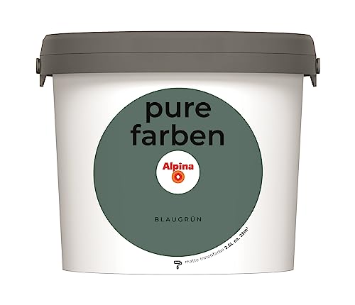 Alpina pure farben Wandfarbe – Blaugrün – strapazierfähige und atmungsaktive Innenfarbe – ergiebig, gut deckend & reinigungsfähig – 2,5 Liter